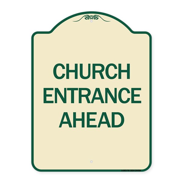 Church Entrance Ahead Heavy-Gauge Aluminum Architectural Sign, 24" x 18", TG-1824-24458